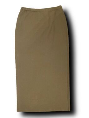 Vintage Y2K Adrianna Papell Olive Green Knit Column Maxi Skirt